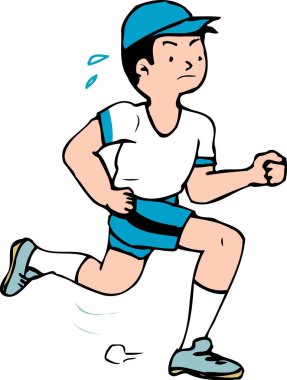 beyaz arka planda çalışan çizgi film adamı