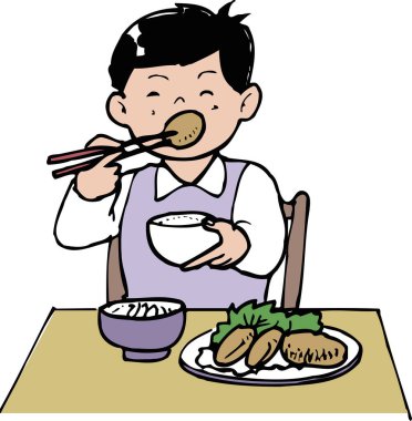 Masada suşi yiyen bir adamın resmi. 