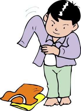  Resim, beyaz arka planda giyinen çocuk. 