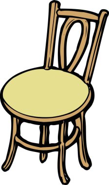 Tahta sandalye, resim, beyaz arka plan.