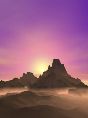 bir dağ güzel gün batımı