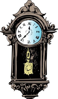 Beyaz arkaplanda eski saat çizgi film biçimi