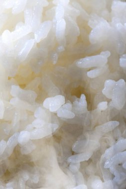 Arkaplan olarak beyaz pirinç, yakın plan