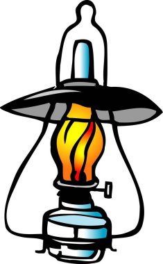 Beyaz arkaplanda çizgi film lambası çizimi