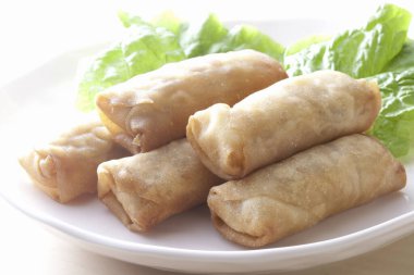 Beyaz tabakta çıtır çıtır börek.