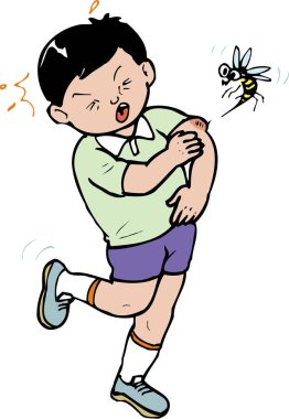 Çocuk dışarıda eşekarısı tarafından sokulduktan sonra tepki veriyor.