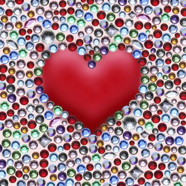 Farklı renklerde taşlardan yapılmış güzel bir kalp.       