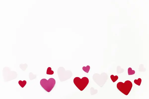 Valentinstag Herzen Auf Weißem Hintergrund — Stockfoto