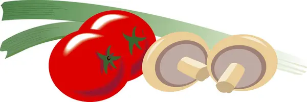 Ilustração Tomates Cogumelos Cebolas — Fotografia de Stock