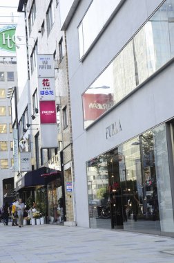 Tokyo 'nun canlı Meguro-ku bölgesinin sokak manzarası, Japonya 