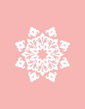 Kar Tanesi ikonu. Pembe arkaplanda düz çizim 