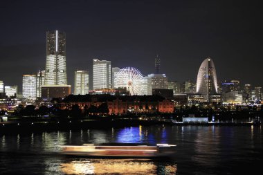 Gece modern şehir manzarası, şehir arkaplanı 