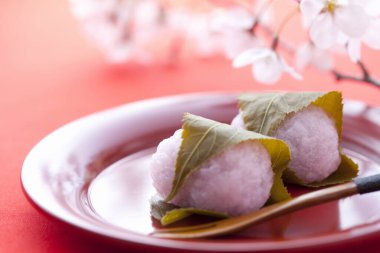 Küçük Japon Mochi tatlısı, çiğnenmiş Asya rikekleri.