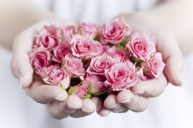 Güzel çiçekli kadın elleri