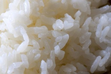 Kaynamış pirinç arka planının yakın plan görüntüsü