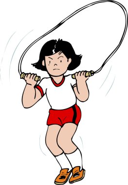 İp atlayan bir kızın resmi.