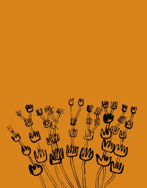 Turuncu arka planda güzel çiçekler 