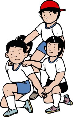 Dört çocuk birlikte poz veriyor. Spor üniformaları giyiyorlar.