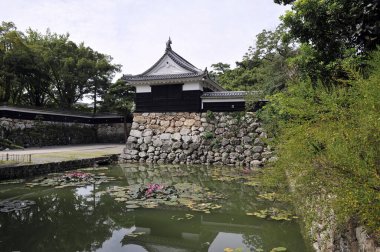 Güzel antik Japon tapınağının manzaralı görüntüsü.