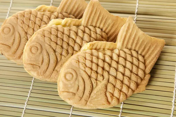 Taiyaki Fiskformad Sötsak Japansk Gatugodis Fylld Med Röda Bönor — Stockfoto