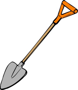 karikatür küreği beyaz arkaplanda izole edildi