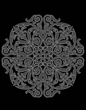 Dekoratif vintage elementlere sahip siyah ve beyaz soyut arkaplan          