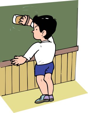 Okulun temizlik tahtasındaki çocuk 