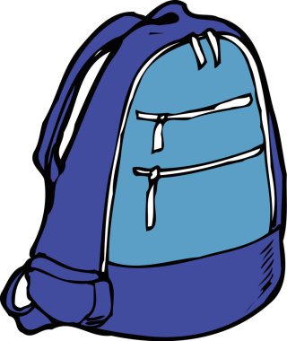 karikatür sırt çantası, beyaz arkaplanda resimleme