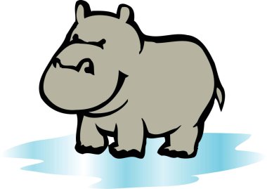 Sudaki sevimli hipopotam karakterinin çizimi