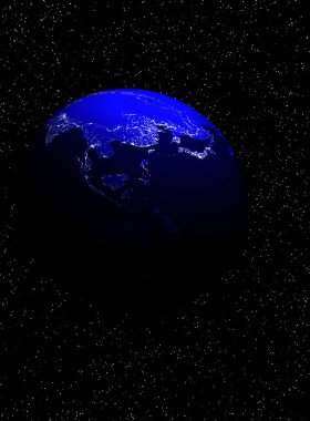 Karanlık Uzayda Yıldızlarla Dünya 'nın Gece Görüşü 