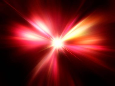 Parlayan ışınlar ve ışık, kırmızı, siyah arkaplanda ışık.