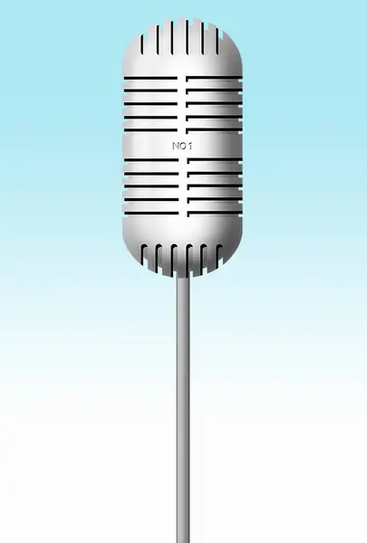 Micrófono Sobre Fondo Azul Claro — Foto de Stock