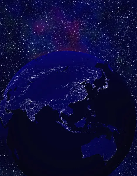 Karanlık Uzayda Yıldızlarla Dünya 'nın Gece Görüşü 