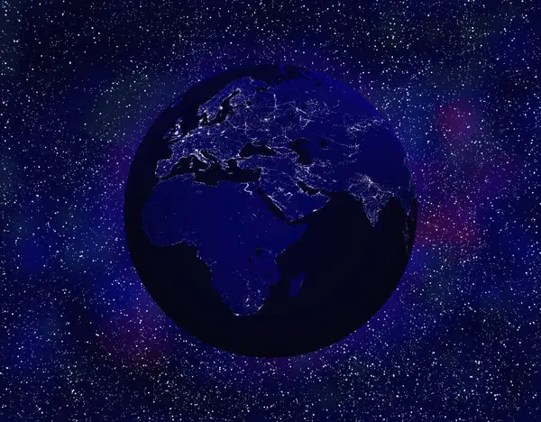 Uzayda yıldızlı dünyanın gece görüntüsü 