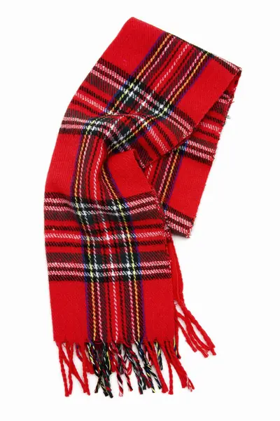beyaz arkaplanda izole edilmiş kırmızı kareli eşarp