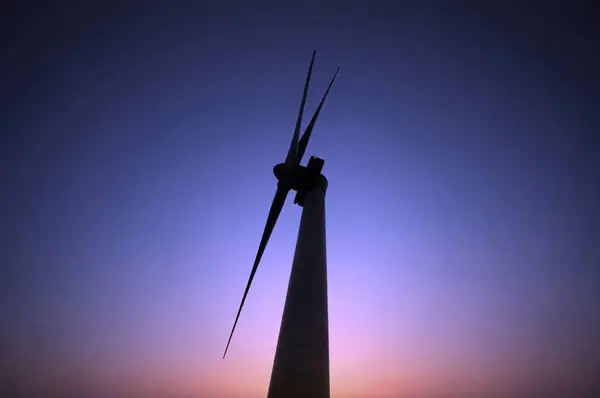 Windmill Silhouette Sunset Power Nature Background — Stock Photo, Image