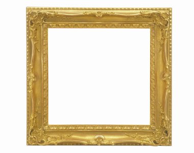 Beyaz arka plan üzerinde izole antika altın resim çerçevesi