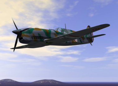 Renkli uçan askeri uçak, 3D görüntüleme 