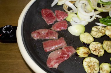 Lezzetli Asya yemekleri. Yakın çekim.