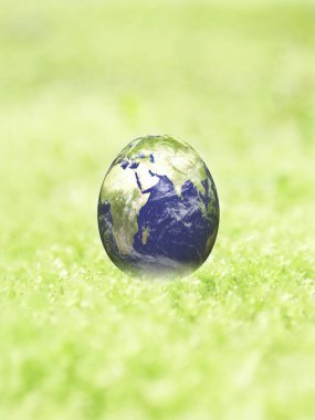 Çimen arka planda yeşil toprak küre