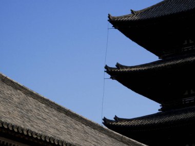 Geleneksel Japon Tapınağı Mavi Gökyüzü Arkaplanı 