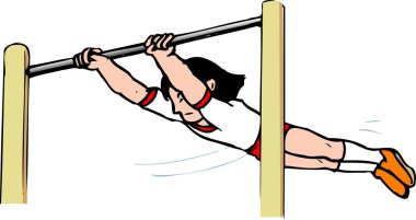 Kız dışarıda yatay bar etrafında enerjik bir şekilde sallanıyor.