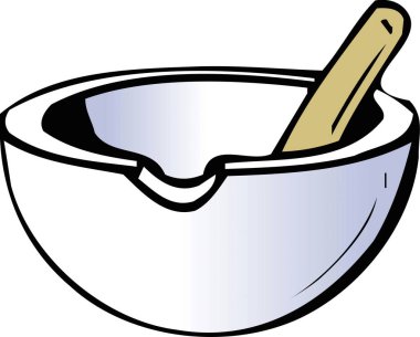 Beyaz seramik havan topu içinde ahşap tokmak tutuyor.