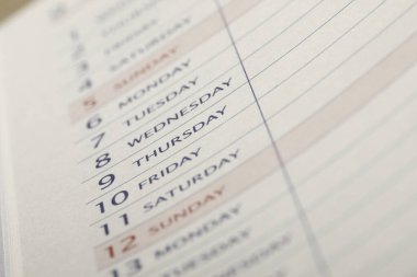 Takvim sayfasının görünümünü kapat