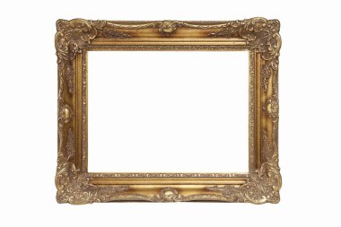 Antika altın çerçeve, kırpma yolu ile izole edilmiş.