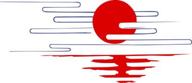 Japon tarzı kırmızı güneş ve... 