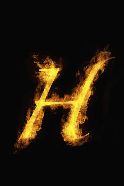 Buchstabe Aus Feuer Alphabet Auf Schwarzem Hintergrund — Stockfoto