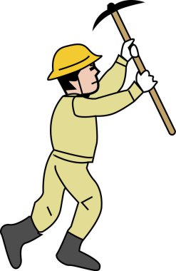 Seçici erkek işçi, beyaz arkaplanda renkli karikatür çizimi  