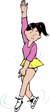 Beyaz arka planda kız artistik patinajcı 