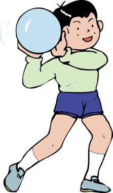 Top tutan bir çocuğun karikatür çizimi.